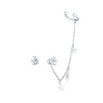Elli - femmes clous d'oreilles earcuff set foudre astro tendance avec cristaux en argent sterling 925 ...