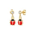 Elli - boucles d'oreilles enfants coccinelle mignon avec des cristaux en argent sterling 925 1 pieces ...