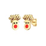 Elli - boucles d'oreilles pour enfants renne de nol rouge avec mail en argent 925 plaqu or 1 pieces ...
