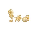 Elli - boucles d'oreilles d't pour dames en argent sterling 925 : toile de mer, coquillage, hippocampe. ...
