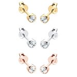 Elli - femmes set de 3 avec cristaux en look tri - colore en argent sterling 925 boucles d'oreilles 1 ...