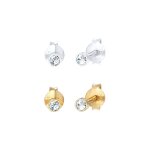Elli - femmes clous d'oreilles avec cristaux en argent 925 et argent plaqu or boucles d'oreilles 1 pieces ...