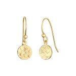 Elli - boucles d'oreilles goutte d'eau biologique martele en argent sterling 925 plaqu or pour femme ...