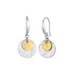 Elli - boucles d'oreilles goutte d'eau pour femme cercle rond mat lgant bicolore en argent sterling ...