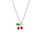 Elli - cerise pendentif avec cristaux mignon collier enfants - (925 / 1000) argent colliers 1 pieces ...
