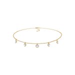 Elli - choker pendentifs minimal basic avec des cristaux collier femme - (925 / 1000) argent plaqu or ...