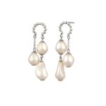 Elli premium - clous d'oreilles femmes perle synthtique baroque blanche argent sterling 925 boucles ...