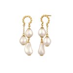Elli premium - clous d'oreilles femmes perle synthtique baroque blanche argent sterling 925 boucles ...