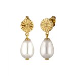 Elli - clous d'oreilles femmes soleil perles synethtique blanc argent sterling 925 plaqu or boucles ...