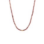 Elli premium - collier avec perles femmes chane en nylon rhodonite rose argent sterling 925 plaqu or ...
