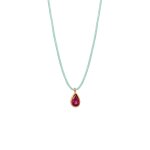 Elli - collier avec pierre femmes pendentif goutte chane en nylon rubis synthtique taille goutte rose ...