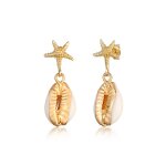 Elli - coquillage toile de mer plage boucles d'oreilles femme - (925 / 1000) argent plaqu or boucles ...