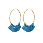 Elli - crole boho pompon rouge boucles d'oreilles femme - plaqu or argent (925 / 1000) croles 1 pieces ...