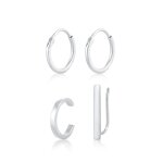 Elli - croles earcuff earclimber trend blogger basic boucles d'oreilles femme - (925 / 1000) argent ...
