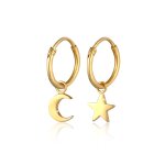 Elli - croles toile croissant pendentif astro look boucles d'oreilles femme (925 / 1000) argent 1 pieces ...