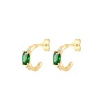 Elli - croles filigree simple cristaux zircone vert boucles d'oreilles femme plaqu or argent (925 / ...