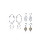 Elli - croles pendentifs boho peace plume boucles d'oreille femme - (925 / 1000) argent boucles d'oreilles ...