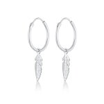 Elli - croles pendentifs de plumes boho look festival trend boucles d'oreilles femme - (925 / 1000) ...