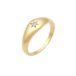 Elli - femmes bague sceau toile avec cristaux en argent sterling 925 plaqu or bagues 1 pieces female ...