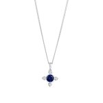 Elli diamonds - collier avec pierre femmes pendentif croix saphir bleu diamant laboratoire taille brillant ...