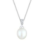 Elli diamonds - femme perle classique avec diamant (0. 05 ct. ) (925 / 1000) argent colliers 1 pieces ...
