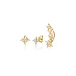 Elli - femmes ear climber clous d'oreilles toile avec cristaux en argent sterling 925 plaqu or boucles ...