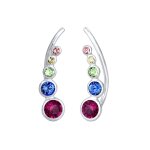 Elli - earclimber boucles d'oreille multi - couleur avec des cristaux femme - (925 / 1000) argent boucles ...