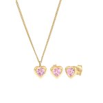 Elli - enfants c?ur pendentif set clous d'oreilles avec zircon rose en argent sterling 925 coffret de ...
