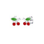 Elli - enfants clous d'oreilles cerises avec mail et cristaux en argent sterling 925 boucles d'oreilles ...