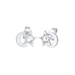 Elli - enfants clous d'oreilles demi - lune toile avec cristal en argent sterling 925 boucles d'oreilles ...