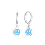 Elli - enfants créoles pendentif avec smiling face avec émail bleu en argent sterling 925 boucles d'oreilles ... Elli - enfants créoles pendentif avec smiling face avec émail bleu en argent sterling 925 boucles d'oreilles ...