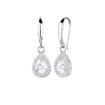 Elli premium - tincelant forme de goutte zircone femme (925 / 1000) argent boucles d'oreilles 1 pieces ...