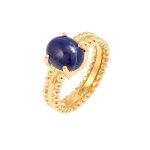 Elli premium - fminin lgant avec pierre lapis lazuli en 925 / 1000 argent massif et plaqu or bagues ...