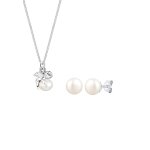 Elli - femmes ange pendentif clous d'oreilles set perles de culture d'eau douce en argent sterling 925 ...
