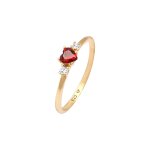 Elli - femmes bague de fianailles c?ur rouge avec cristaux de zirconium en argent sterling 925 plaqu ...