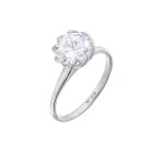 Elli - femmes bague de fianailles solitaire fleur avec zirconia en argent sterling 925 bagues 1 pieces ...