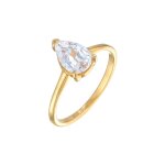 Elli - femmes bague de fianailles solitaire goutte avec zirconia en argent sterling 925 bagues 1 pieces ...