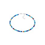Elli - femmes bracelet de cheville boules boho avec agate bleue en argent sterling 925 chanes de cheville ...