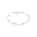 Elli - femmes bracelet de cheville pendentif plaque perles multicolore en argent sterling 925 chanes ...