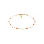Elli - femmes bracelet de cheville pendentif plaque perles multicolore en argent sterling 925 chanes ...