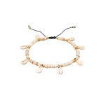 Elli - femmes bracelet de cheville style surfeur avec coquillages cauris en argent sterling 925 plaqu ...
