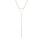 Elli - femmes chane en y c?ur boules en argent sterling 925 plaqu or colliers 1 pieces female
