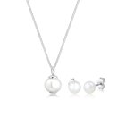 Elli - femmes classique elgant set clous d'oreilles elegant avec perle de culture d'eau douce en argent ...
