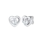 Elli - femme classique  motif de coeur avec cristal de zircone en argent sterling 925 boucles d'oreilles ...