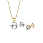 Elli - femmes classique solitaire pendentif set clous d'oreilles avec cristaux en argent sterling 925 ... Elli - femmes classique solitaire pendentif set clous d'oreilles avec cristaux en argent sterling 925 ...