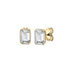 Elli - femmes clous d'oreilles basique rectangle geo avec cristal en argent 925 plaqu or boucles d'oreilles ...