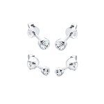 Elli - femmes clous d'oreilles basique set de 2 avec cristal en argent sterling 925 boucles d'oreilles ...