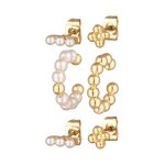 Elli - femmes clous d'oreilles boules set earcuff perles de verre couleur or boucles d'oreilles 1 pieces ...