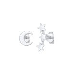 Elli - femmes clous d'oreilles demi - lune toile mixte en argent sterling 925 boucles d'oreilles 1 pieces ...