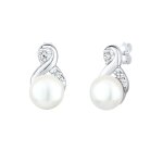 Elli - femmes clous d'oreilles infinity lgant avec perle de culture d'eau douce et cristaux en argent ...